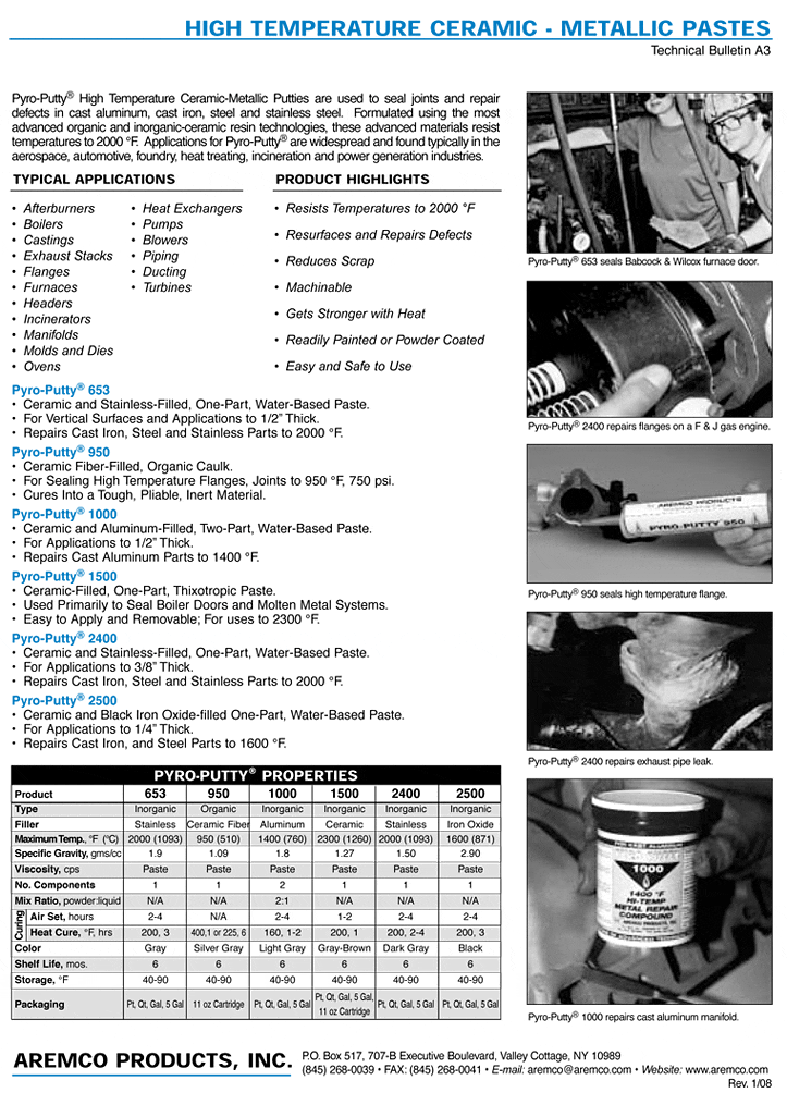 Pyro-Putty Technical Bulletin